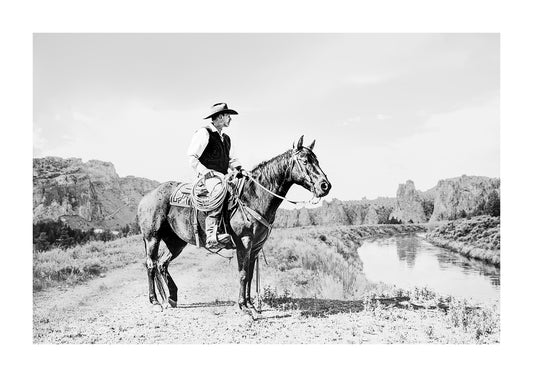 "Ford" black and white western cowboy photo print. 