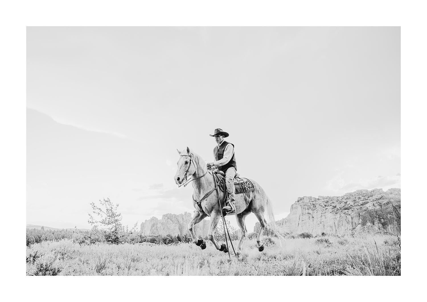 "Saddle Up" Black and white cowboy photography print.